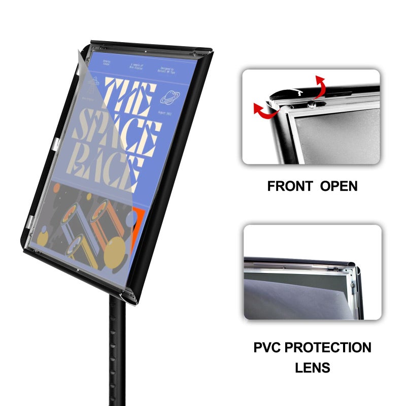IN WHICH BAY Poster Stand Holder Floor Sign Stands Advertising Display Stand-Oriented Signage Mall Shopping Guide Billboard Wedding Signs Meeting Poster Signs (Black, 11x17inches) - Image 2